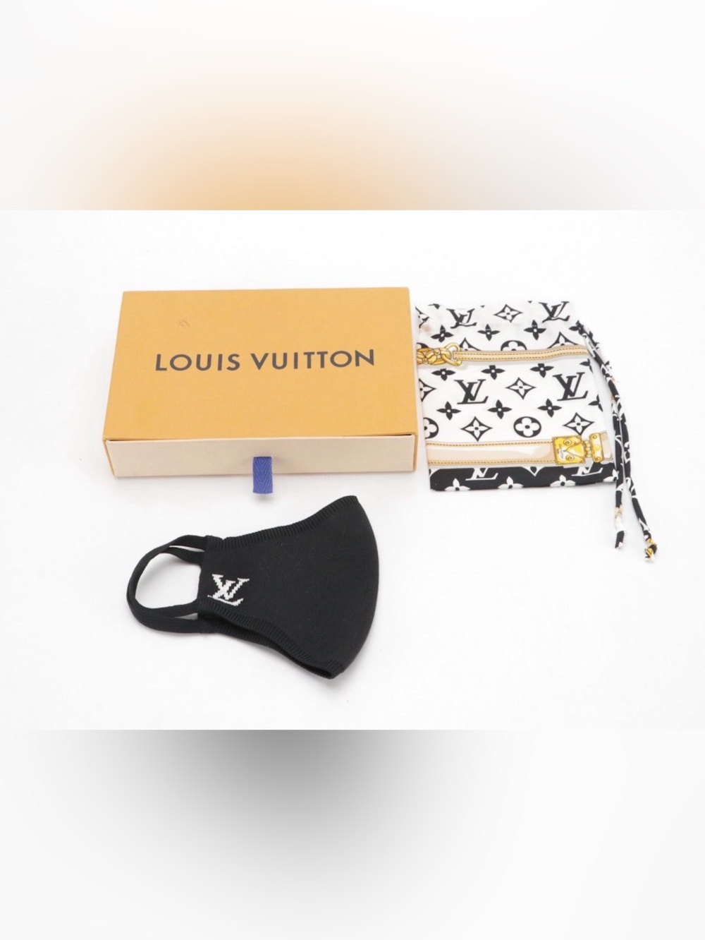 Louis Vuitton Mask Maille in Black Polyamide with Silk Monogram Dust Bag & Box